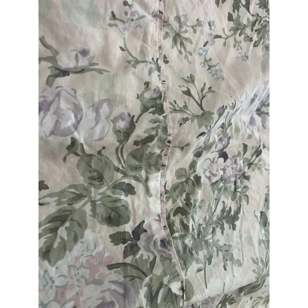Rachel Ashwell Treasure Bohemian Pink Blue Floral Queen Duvet Cover Ruffled Edg